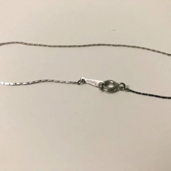 Thin Chain Necklace Silver Tone Stamped 18KGP - Picture 10 of 13